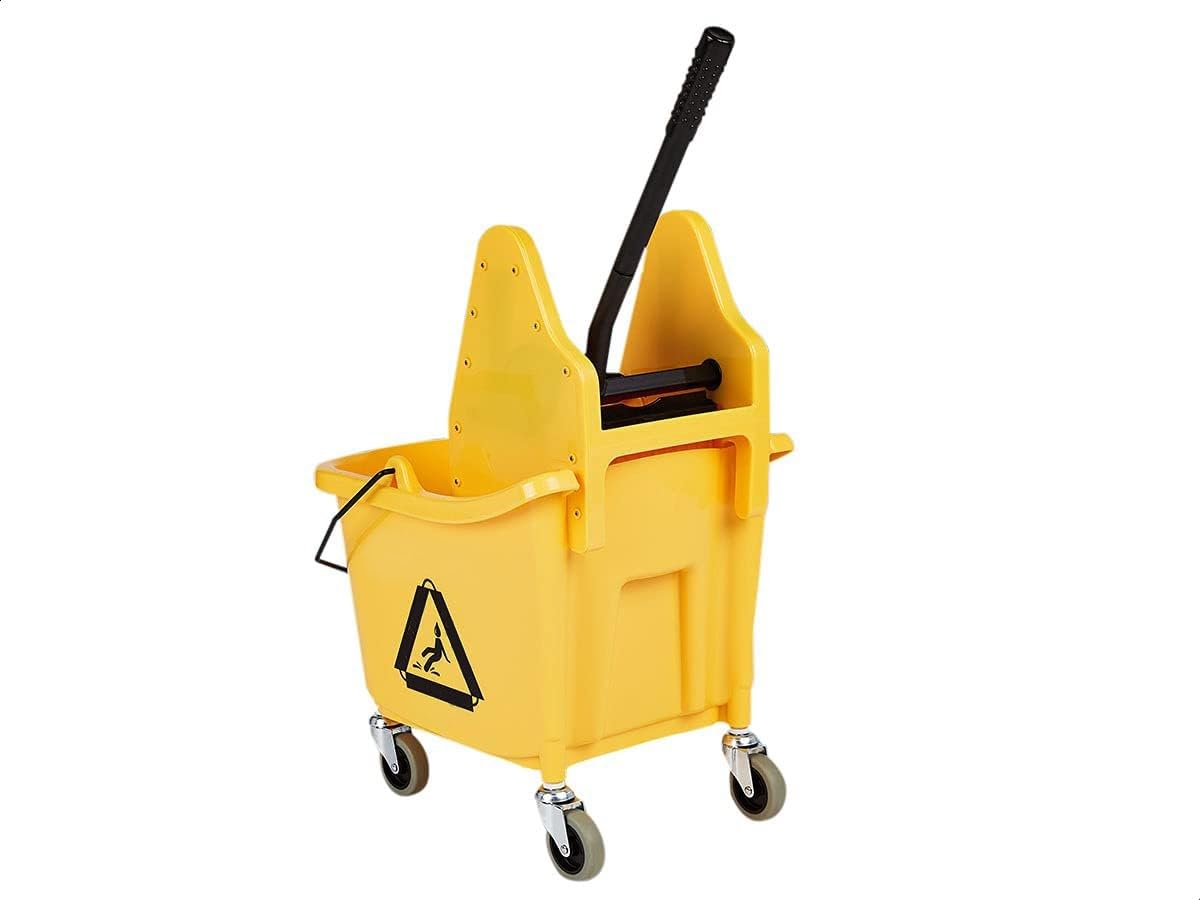 Rectangular Mop Bucket with Down Press Wringer Combo, 35-Quart, Yellow R9164