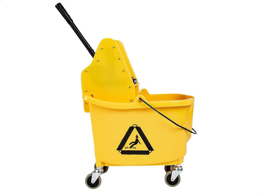Rectangular Mop Bucket with Down Press Wringer Combo, 35-Quart, Yellow R9164
