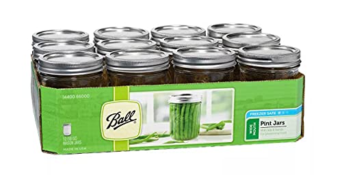 12 Pieces 16oz Wide Mouth Glass Mason Jars with Lid and Band N513582