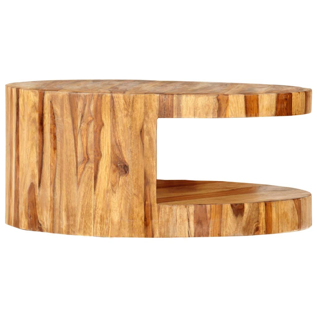 Solid Sheesham Wood Round Coffee Table 25.6 in Diameter Polished Finish G559