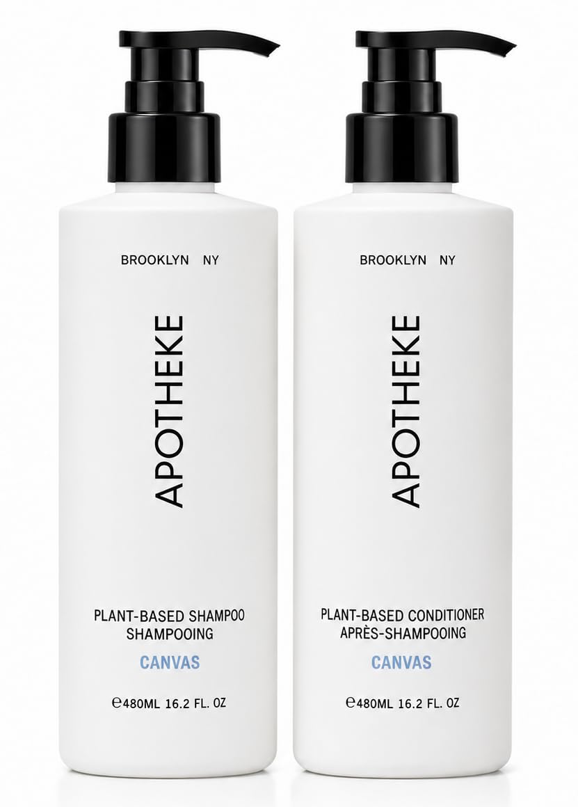 Plant-Based Shampoo and Conditioner Set with Aloe Chamomile Coconut and Jojoba Oils, 16.2 Fl Oz Each K150