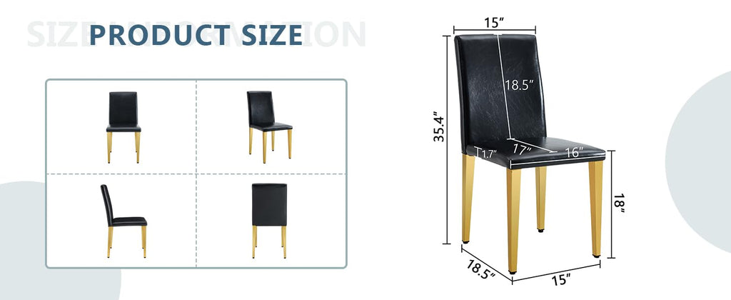 Black Gold Upholstered Dining Chairs Set of 4 P9866
