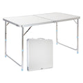 Portable Folding Table White 4 Adjustable Heights U5810