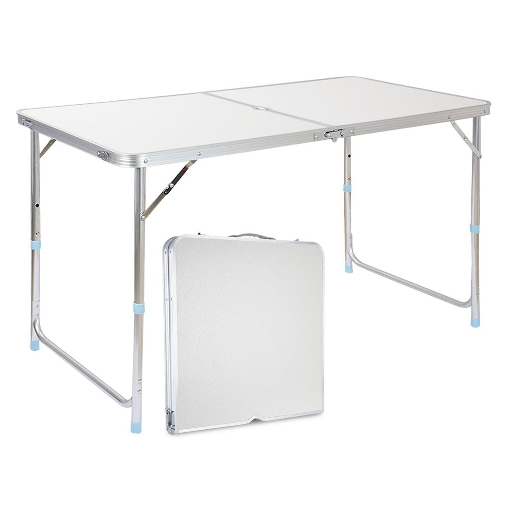 Portable Folding Table White 4 Adjustable Heights U5810
