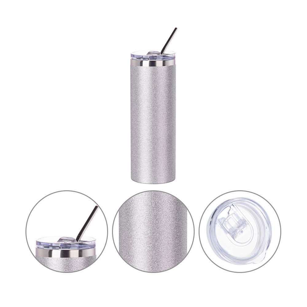 4 Pack 20 OZ Glitter Silver Tumblers D441441