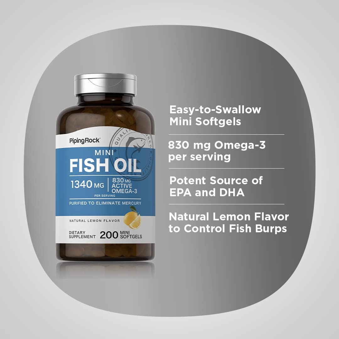 Fish Oil Omega 3 Supplement 1340 mg 200 Mini Softgels Q648