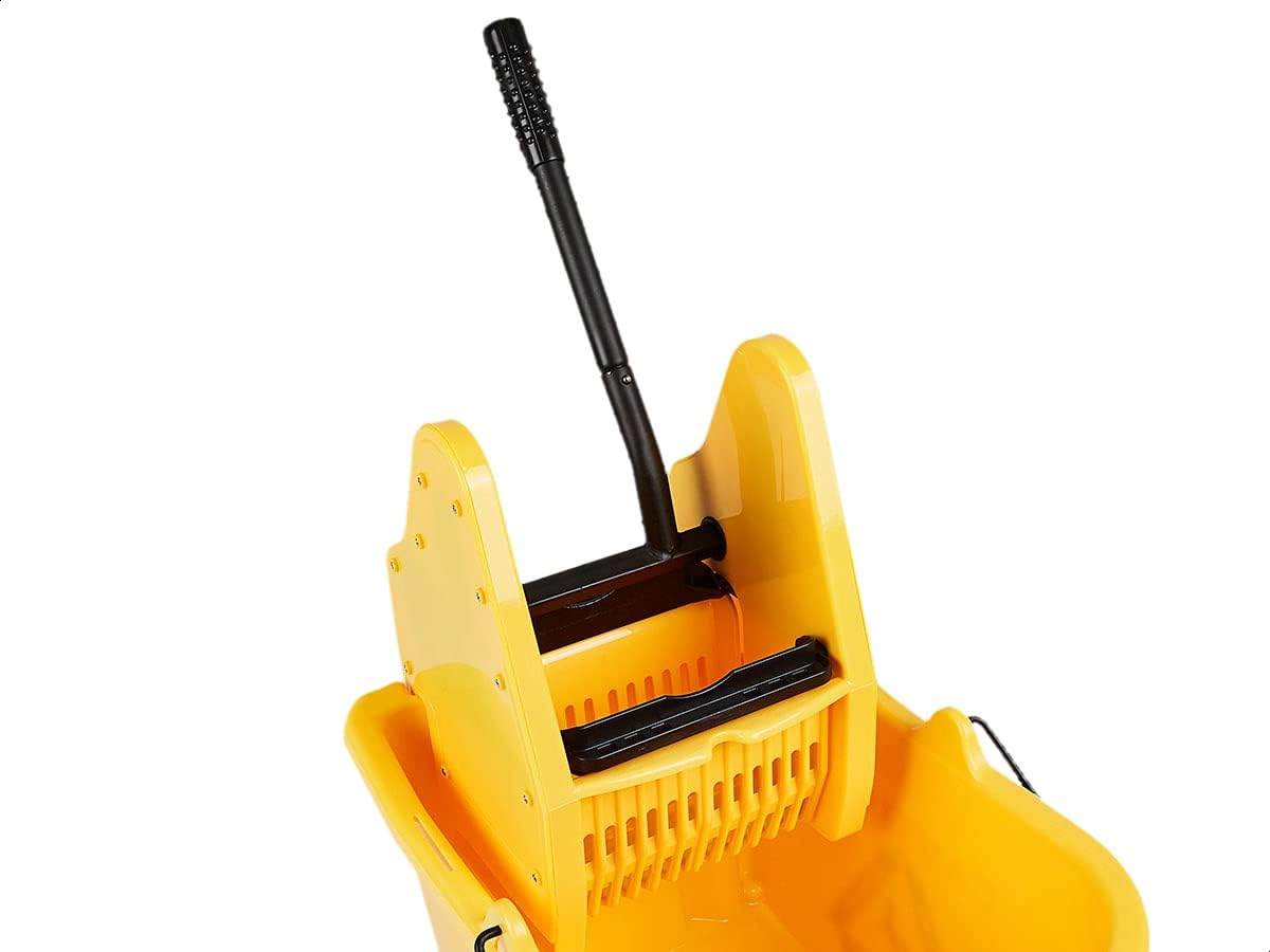 Rectangular Mop Bucket with Down Press Wringer Combo, 35-Quart, Yellow R9164