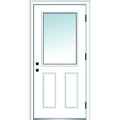 Primed Left Hand Outswing 1/2 Lite 2-Panel Clear Glass Steel Prehung Door 32"x80" Y62316