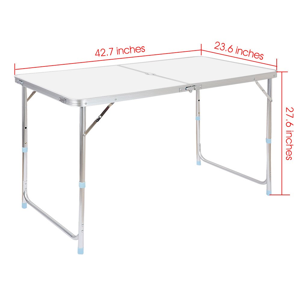 Portable Folding Table White 4 Adjustable Heights U5810