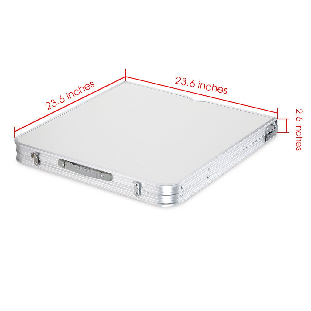 Portable Folding Table White 4 Adjustable Heights U5810