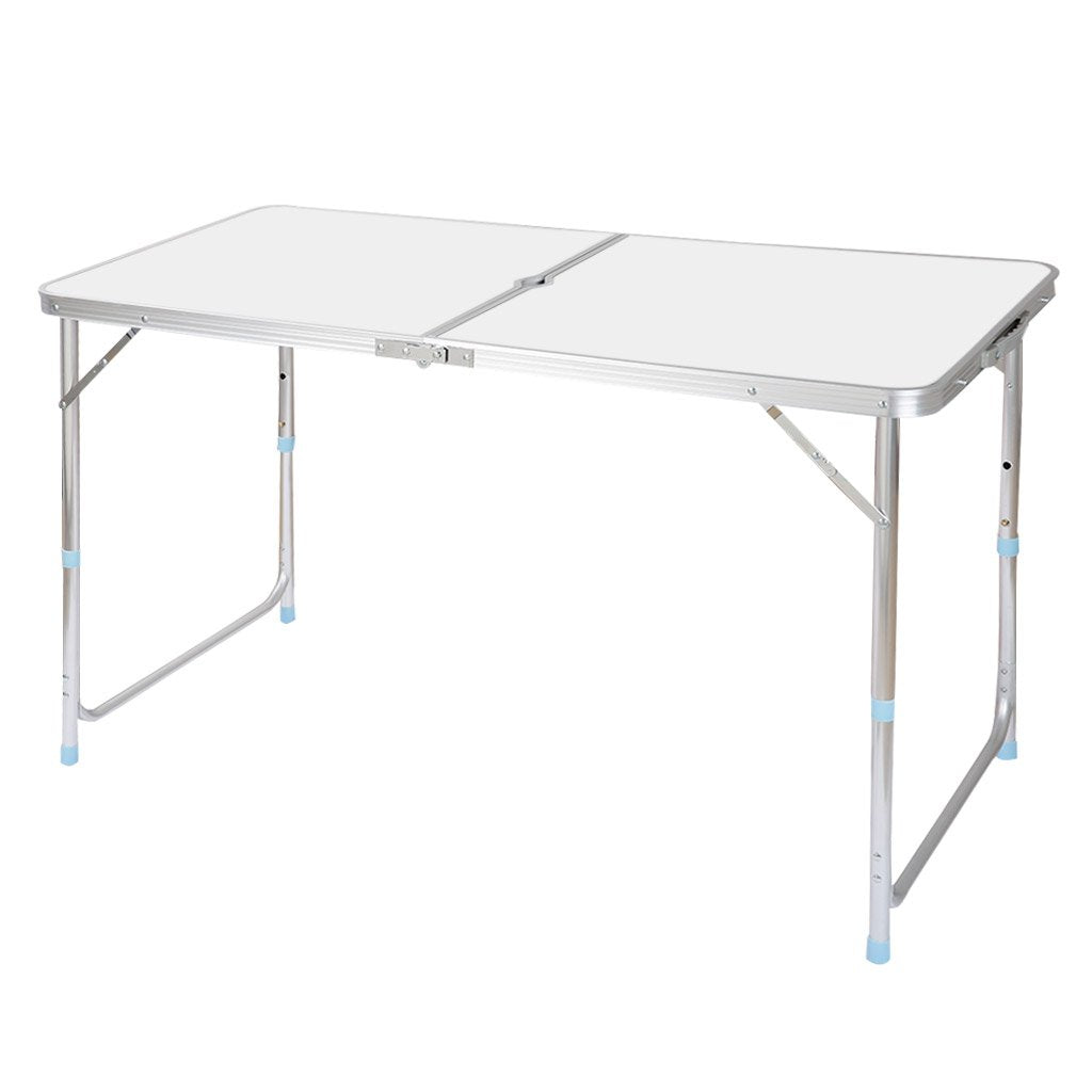 Portable Folding Table White 4 Adjustable Heights U5810