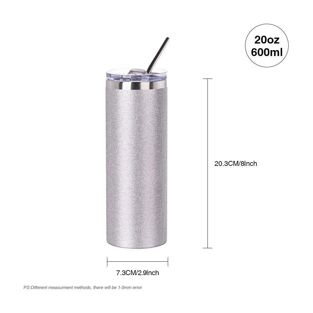4 Pack 20 OZ Glitter Silver Tumblers D441441