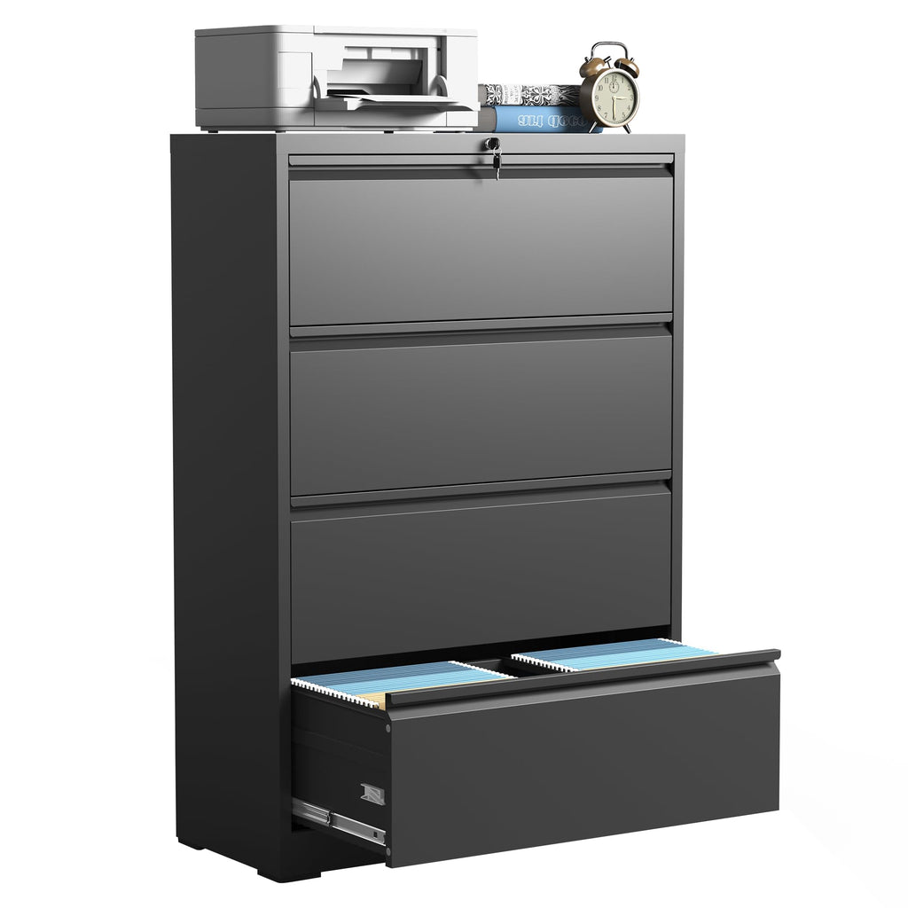 Black 4 Drawer Metal File Cabinet R500514