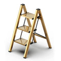 Gold Aluminum 3 Step Folding Stool, 330 lb Capacity D215
