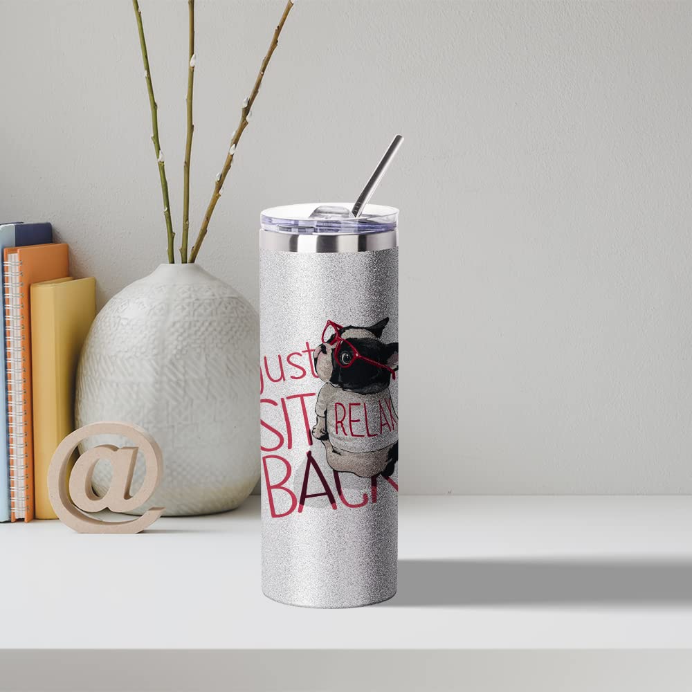 4 Pack 20 OZ Glitter Silver Tumblers D441441