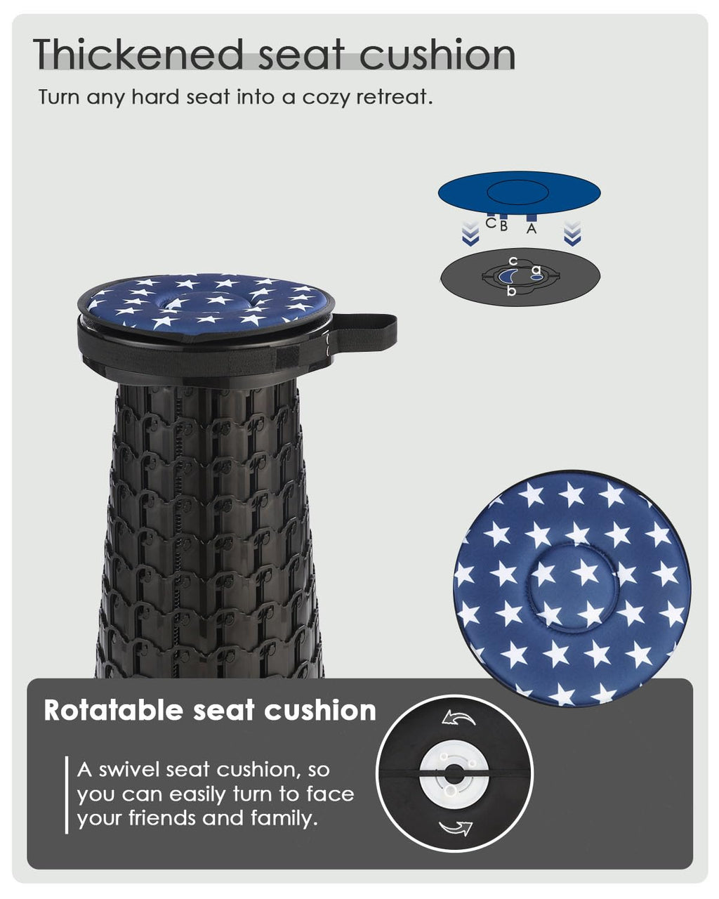 Collapsible Stool with Cushion Y902832
