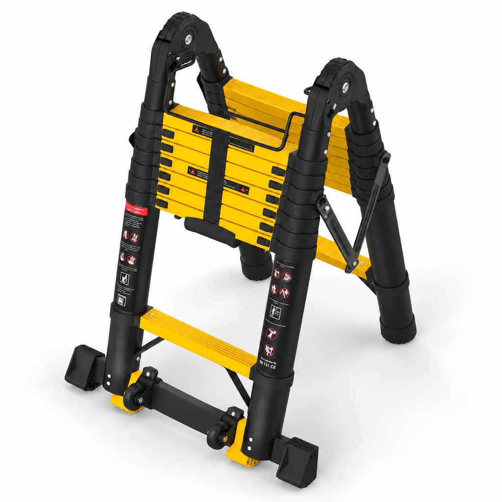 Telescoping Ladder 16.5 FT A Frame 330 lbs Capacity Yellow O4905