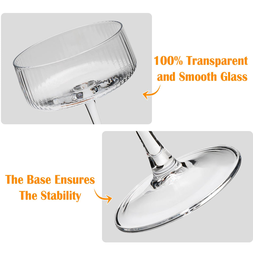 10 oz Ribbed Coupe Glasses Set of 6 G36289