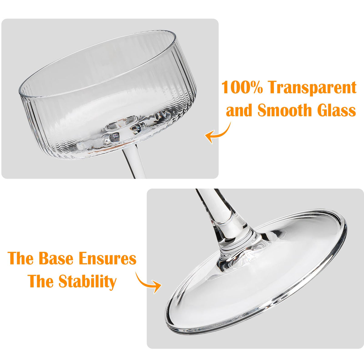 10 oz Ribbed Coupe Glasses Set of 6 G36289