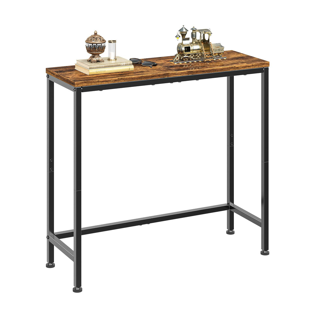 Narrow Side Table, 29.8" Console Table, Rustic Brown P8599