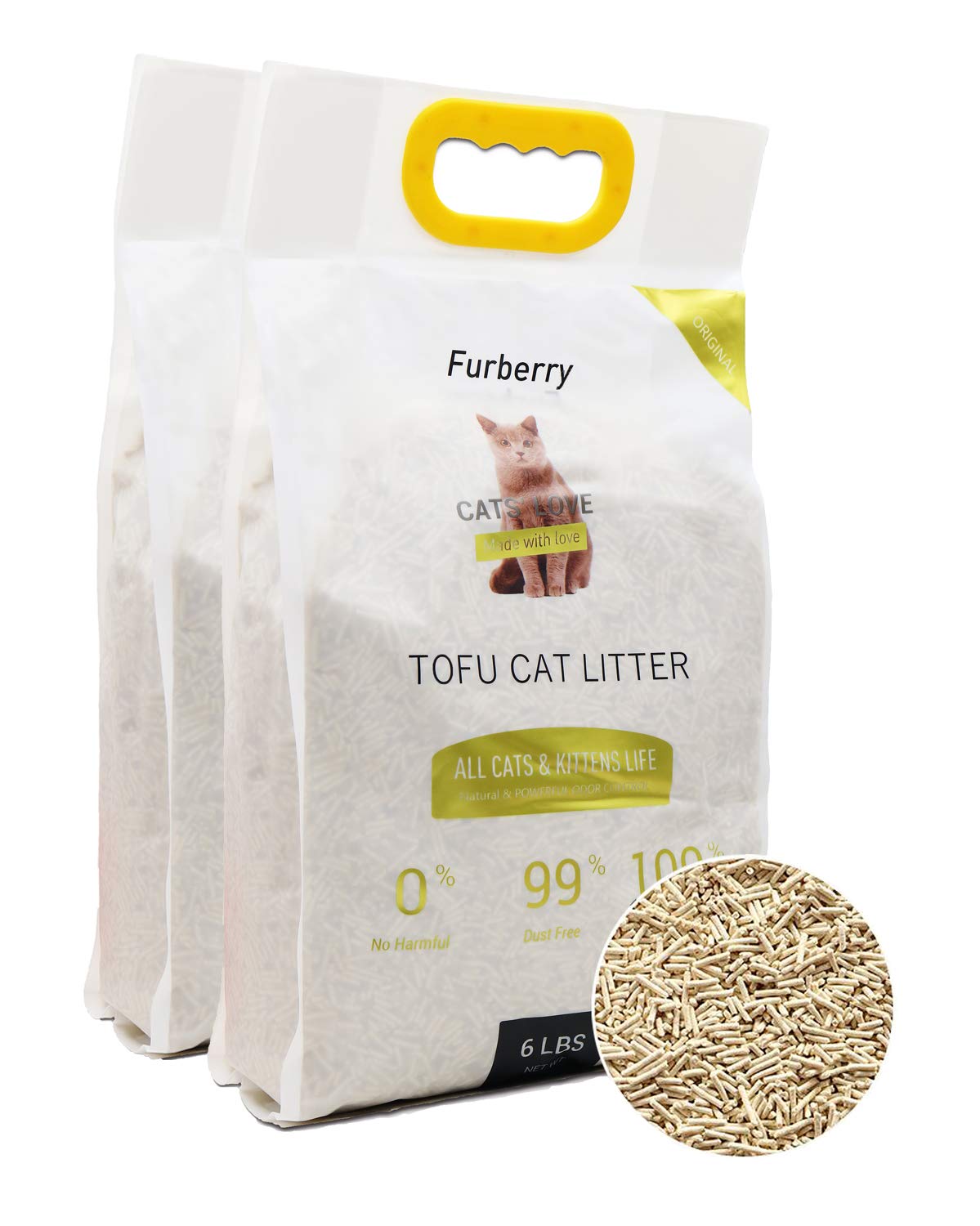 Natural Soy Tofu Cat Litter, Clumping, Flushable, Unscented, 2 Pack F712