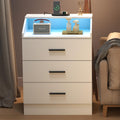 White 3 Drawer Nightstand with Charging Station Q6844