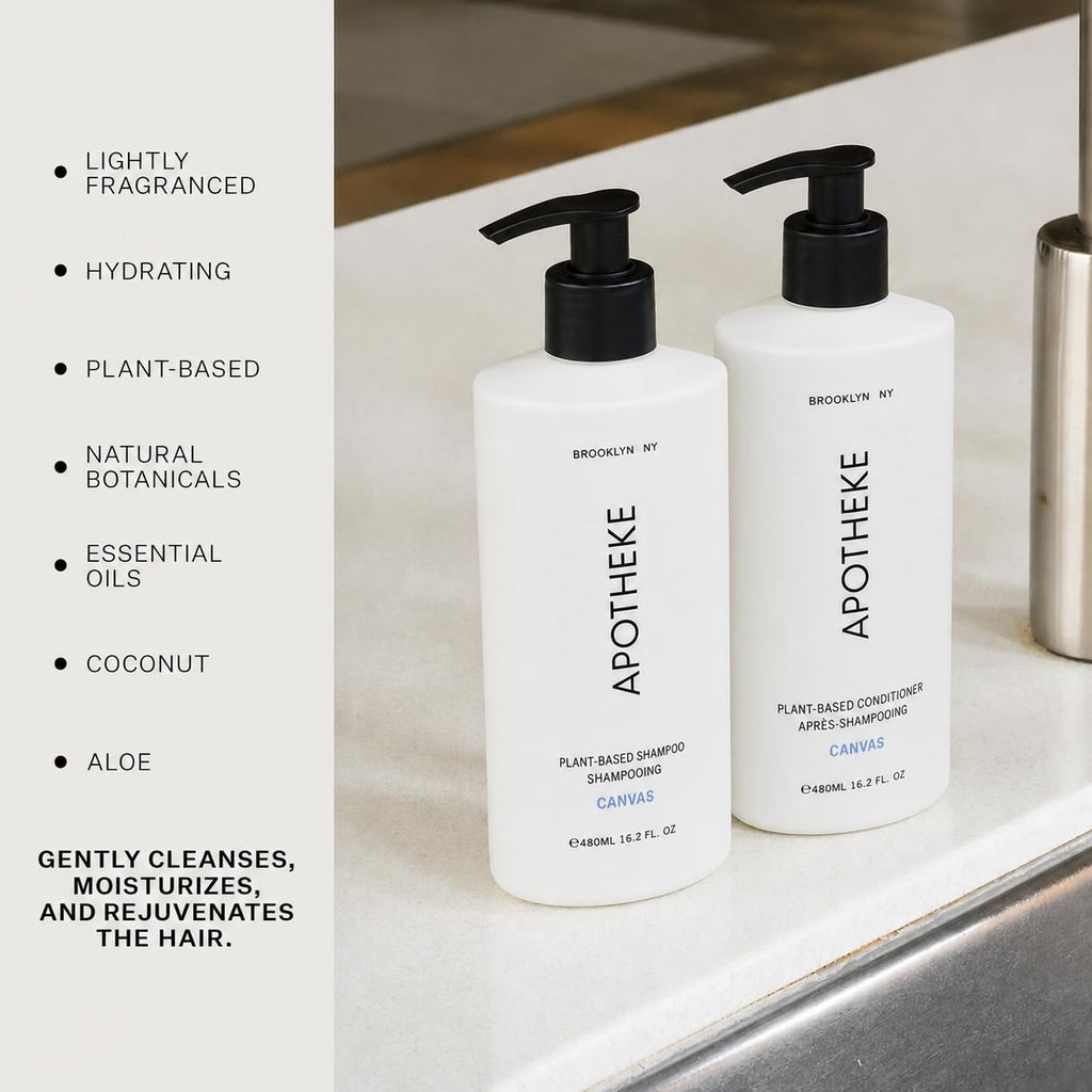 Plant-Based Shampoo and Conditioner Set with Aloe Chamomile Coconut and Jojoba Oils, 16.2 Fl Oz Each K150