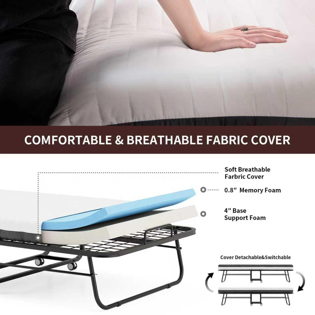 Folding Bed with Memory Foam Mattress Z930