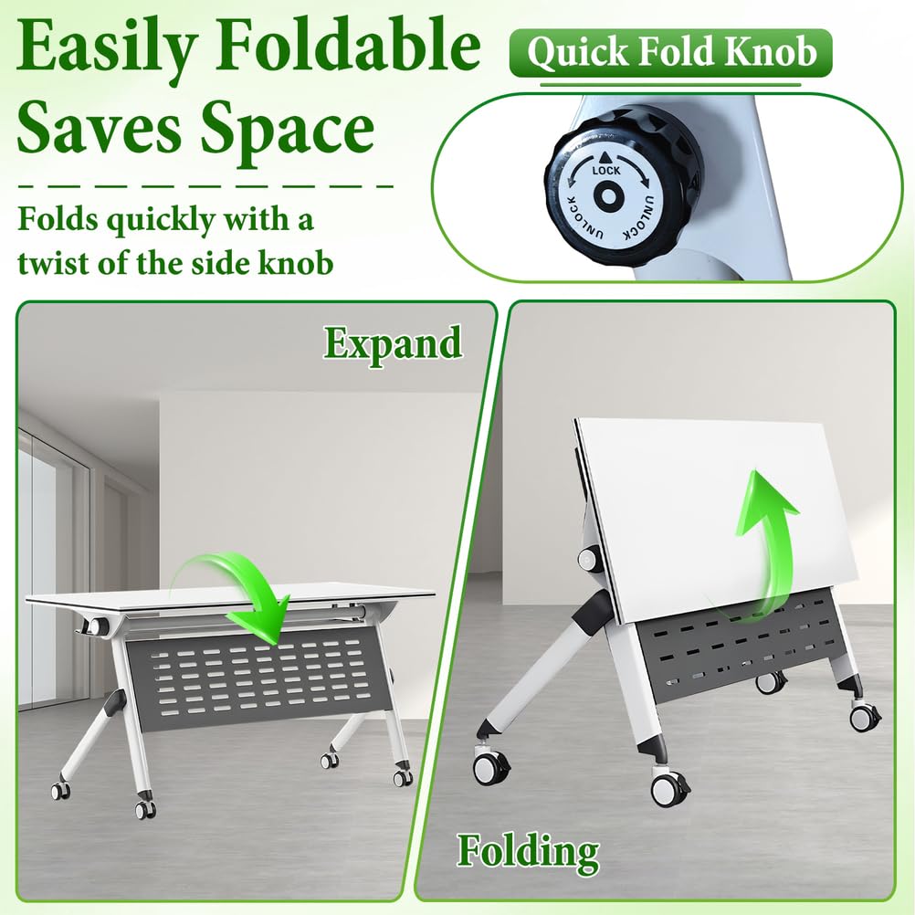 Folding Training Table with Glass Holder 2 Pack M934