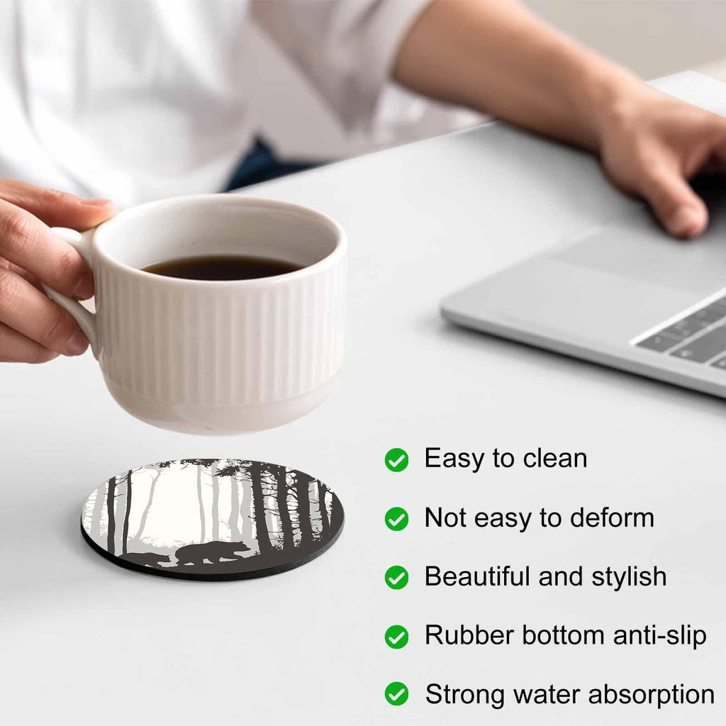 Black Grey Set of 4 Soft Absorbent Coasters V3834