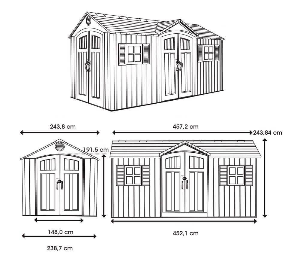 15 ft x 8 ft Gray Resin Outdoor Storage Shed P9713