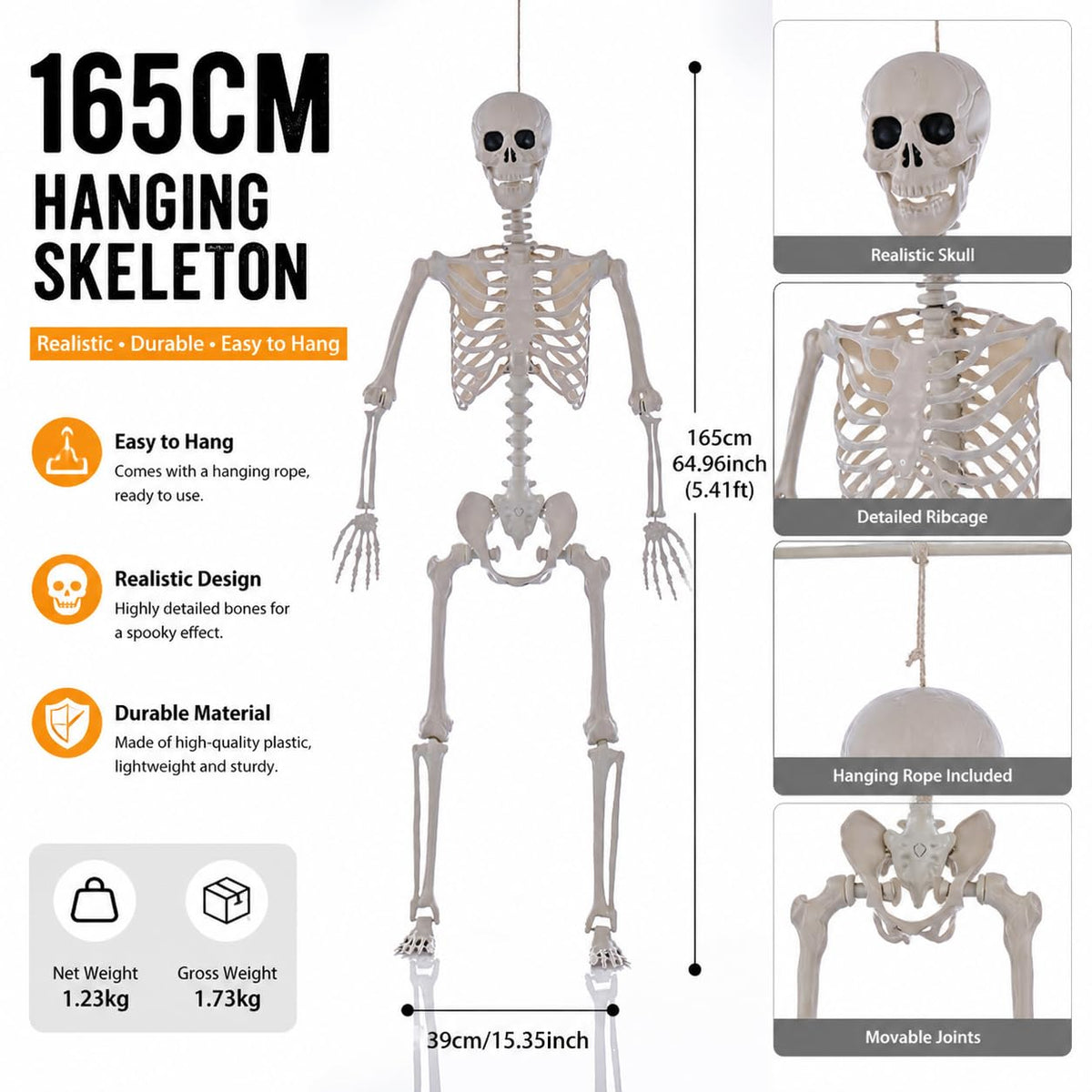 Life Size Posable Full Body Skeleton with Movable Joints E9270