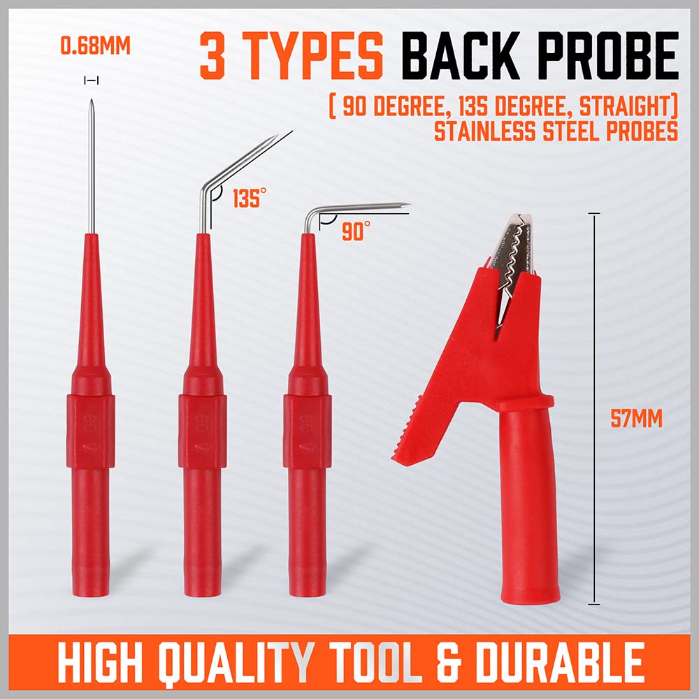 22 Pc Back Probe Pin Kit with 5 Colors Silicone Wires N90493