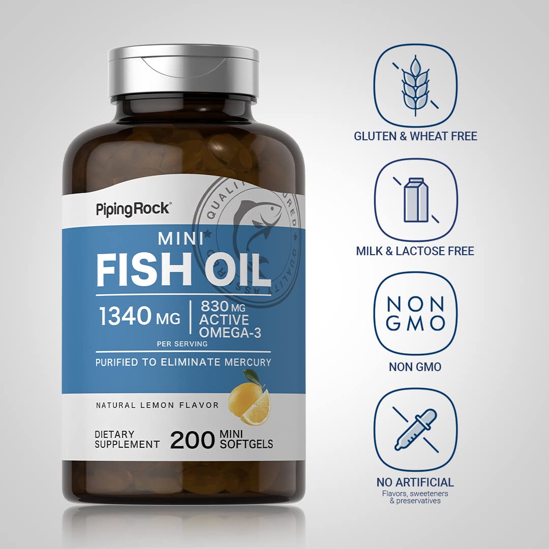 Fish Oil Omega 3 Supplement 1340 mg 200 Mini Softgels Q648