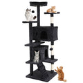70 Inches Dark Gray Multi-Level Cat Tree with Litter Box Enclosure B5929