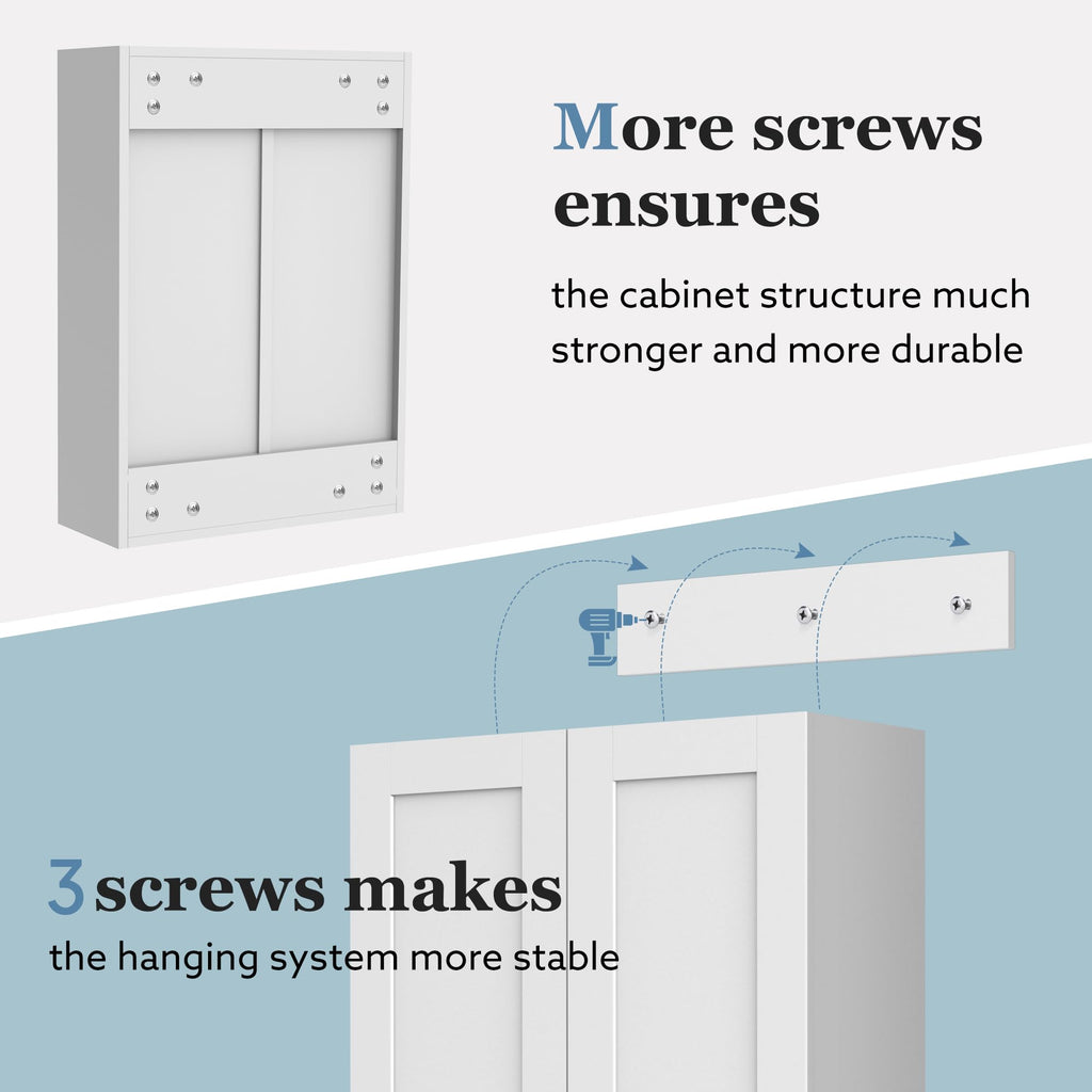 Wall Mounted White Bathroom Storage Cabinet 20x28 inch T8371