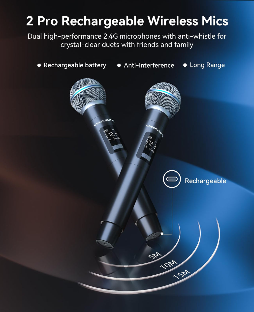 500W Karaoke Machine with 2 Wireless Microphones and Dual 6.5'' Subwoofers Y3241