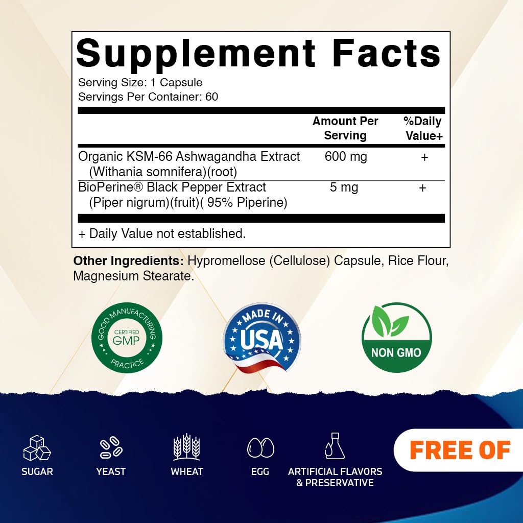 Ashwagandha Root Extract 600mg 60 Veggie Caps O985706