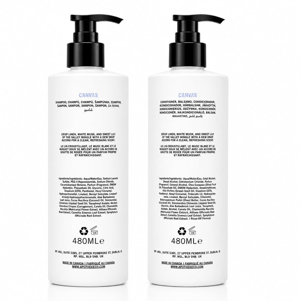 Plant-Based Shampoo and Conditioner Set with Aloe Chamomile Coconut and Jojoba Oils, 16.2 Fl Oz Each K150
