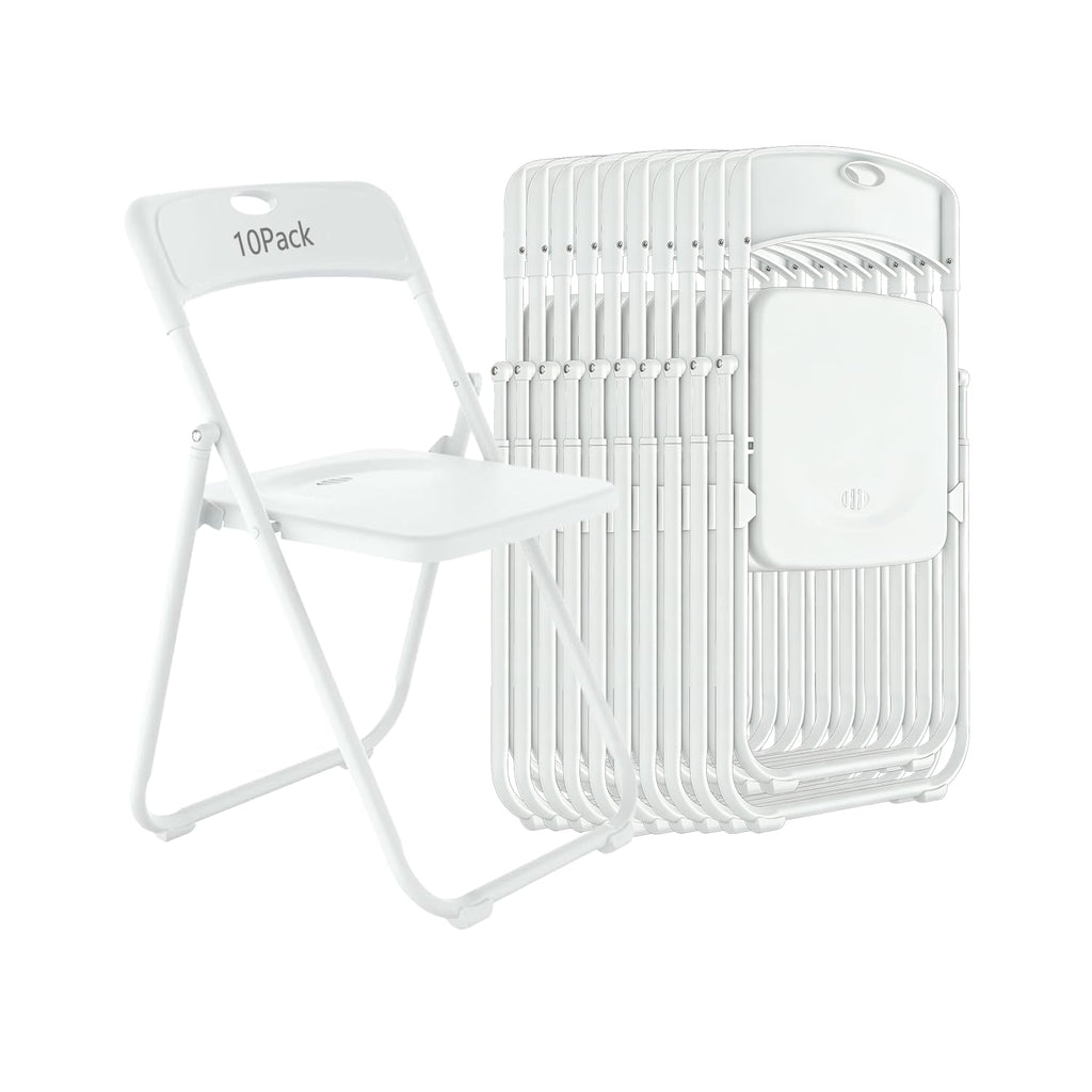 10 Pack White Plastic Folding Chairs L308