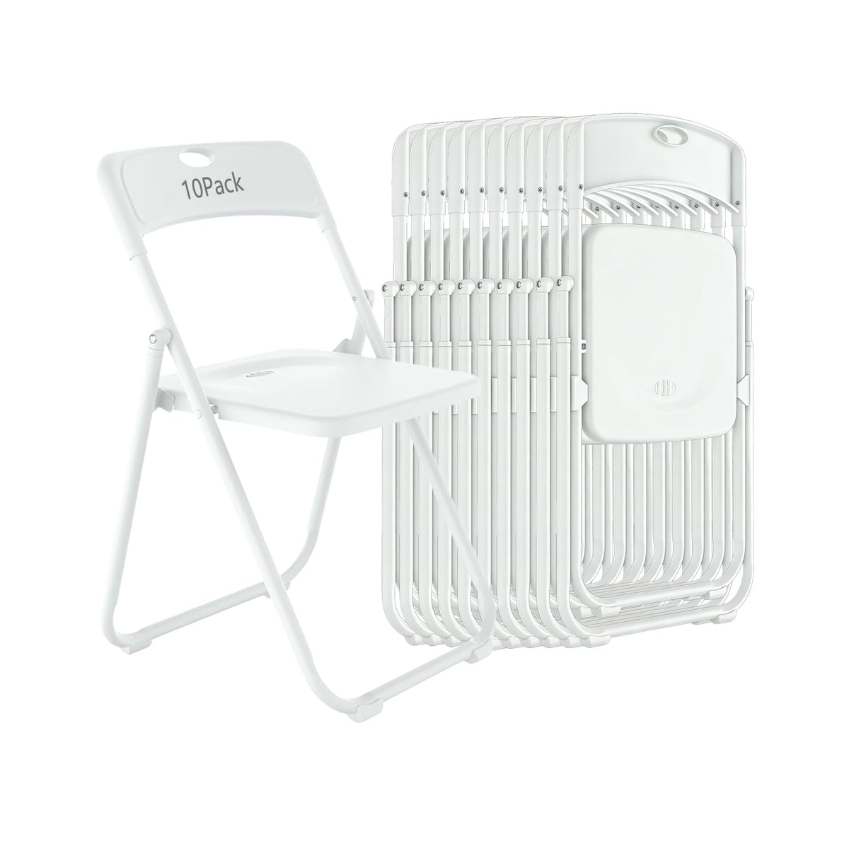 10 Pack White Plastic Folding Chairs L308