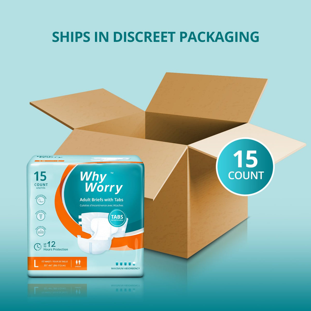 Adult Diapers with Tabs, Large, 15 Count R1178