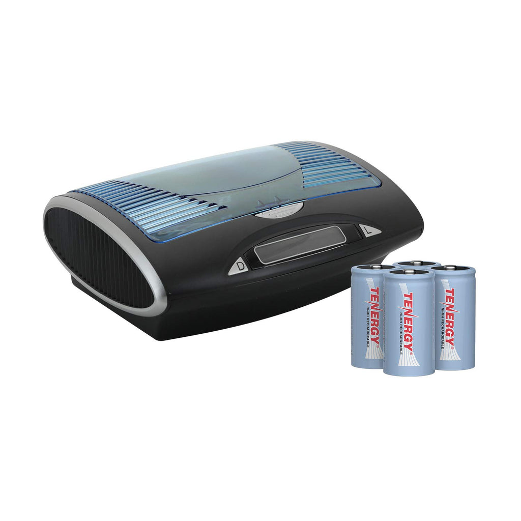 Rechargeable C Batteries and LCD Smart Battery Charger, 4 Pack D389