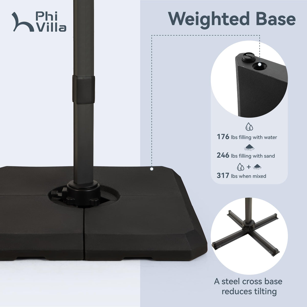 9'x12' Navy Cantilever Patio Umbrella with Base S67020