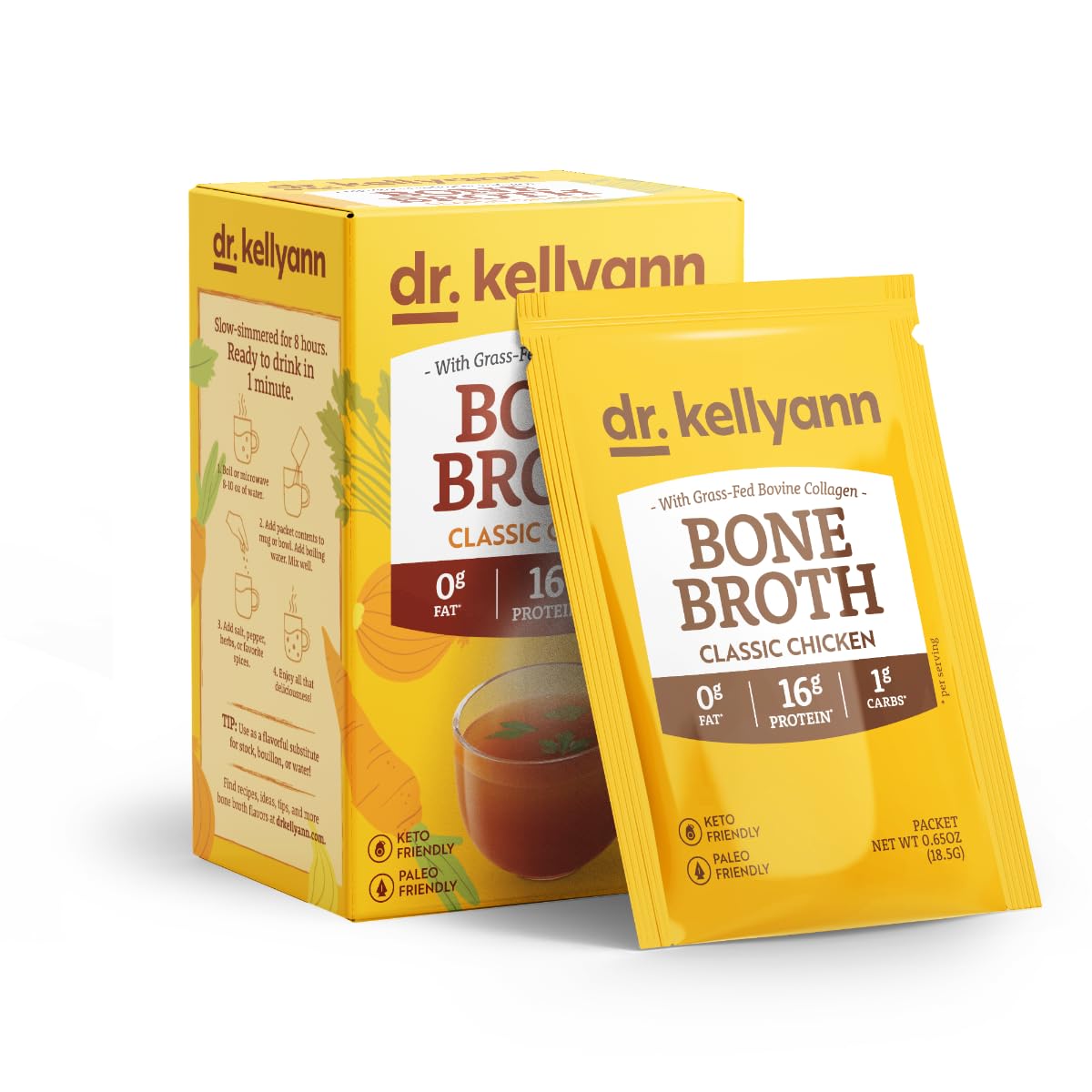 Bone Broth Powder Packets Classic Chicken Flavor 70 servings X204