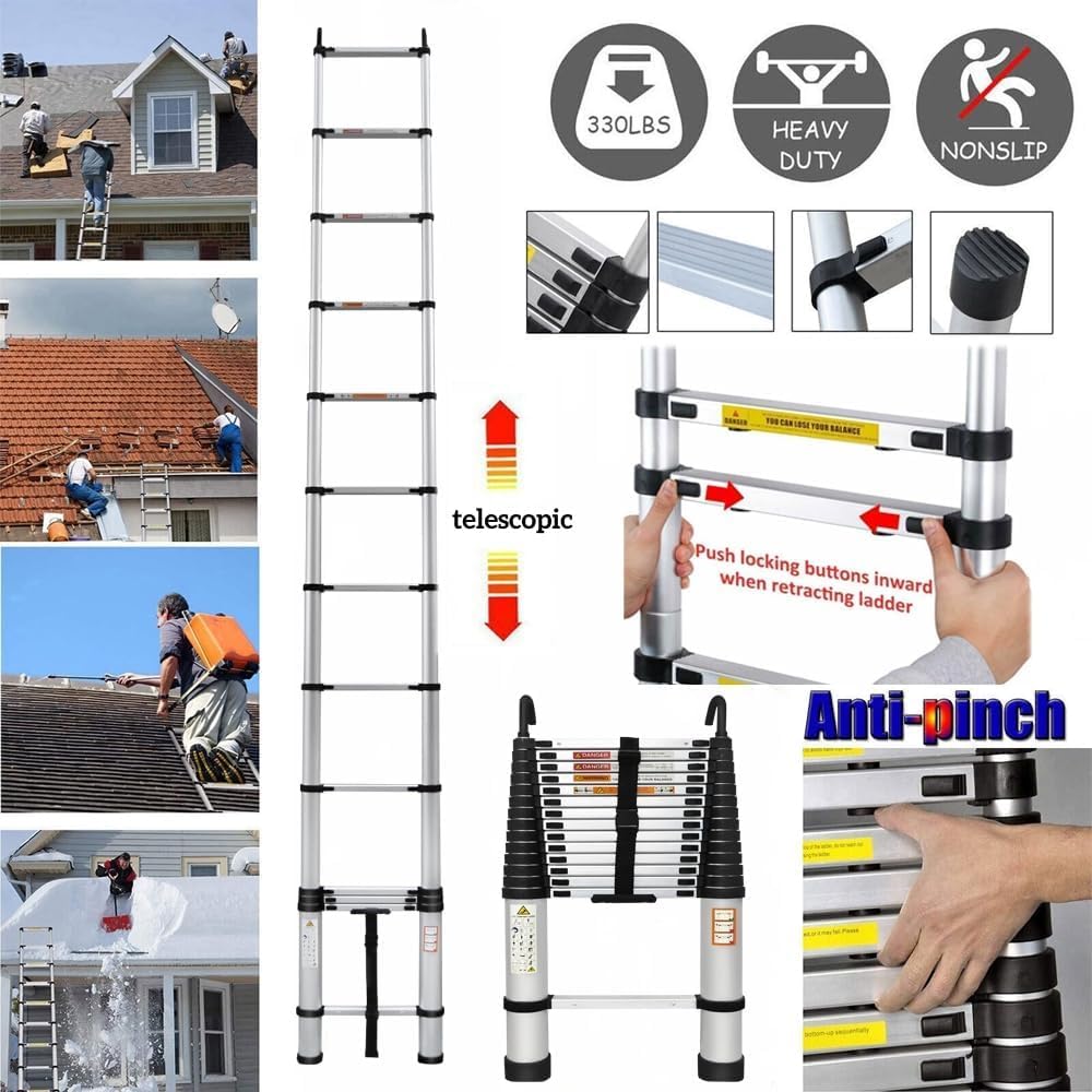 Aluminum Telescoping Ladder 20 FT 330 Lb Capacity R20527
