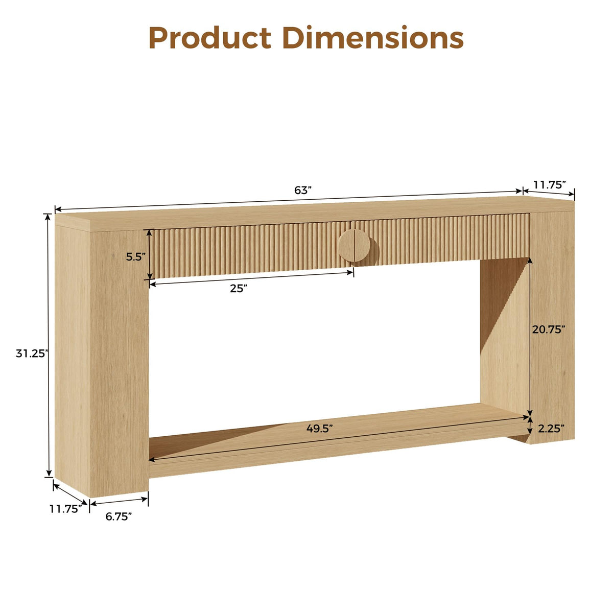 Oak Console Table with Storage Drawers X566017