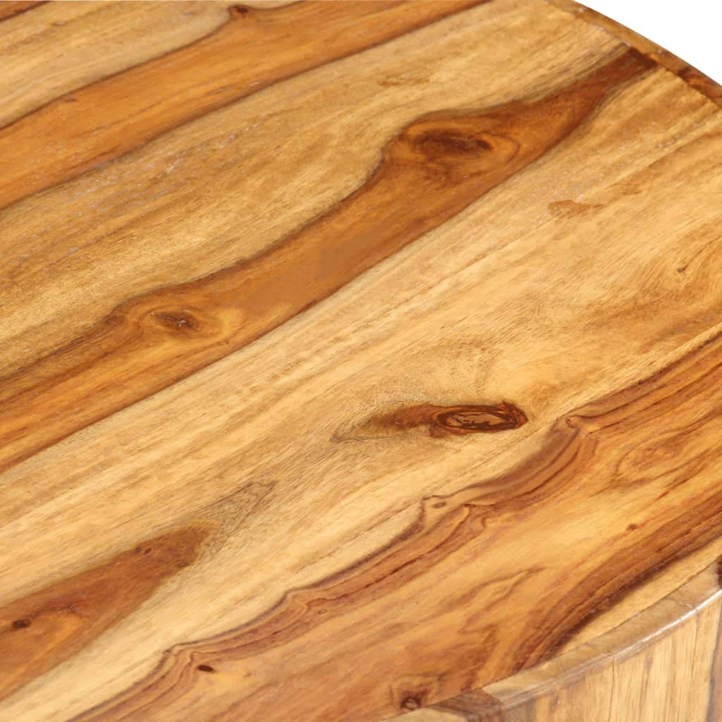 Solid Sheesham Wood Round Coffee Table 25.6 in Diameter Polished Finish G559