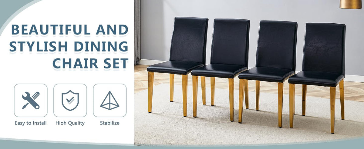 Black Gold Upholstered Dining Chairs Set of 4 P9866
