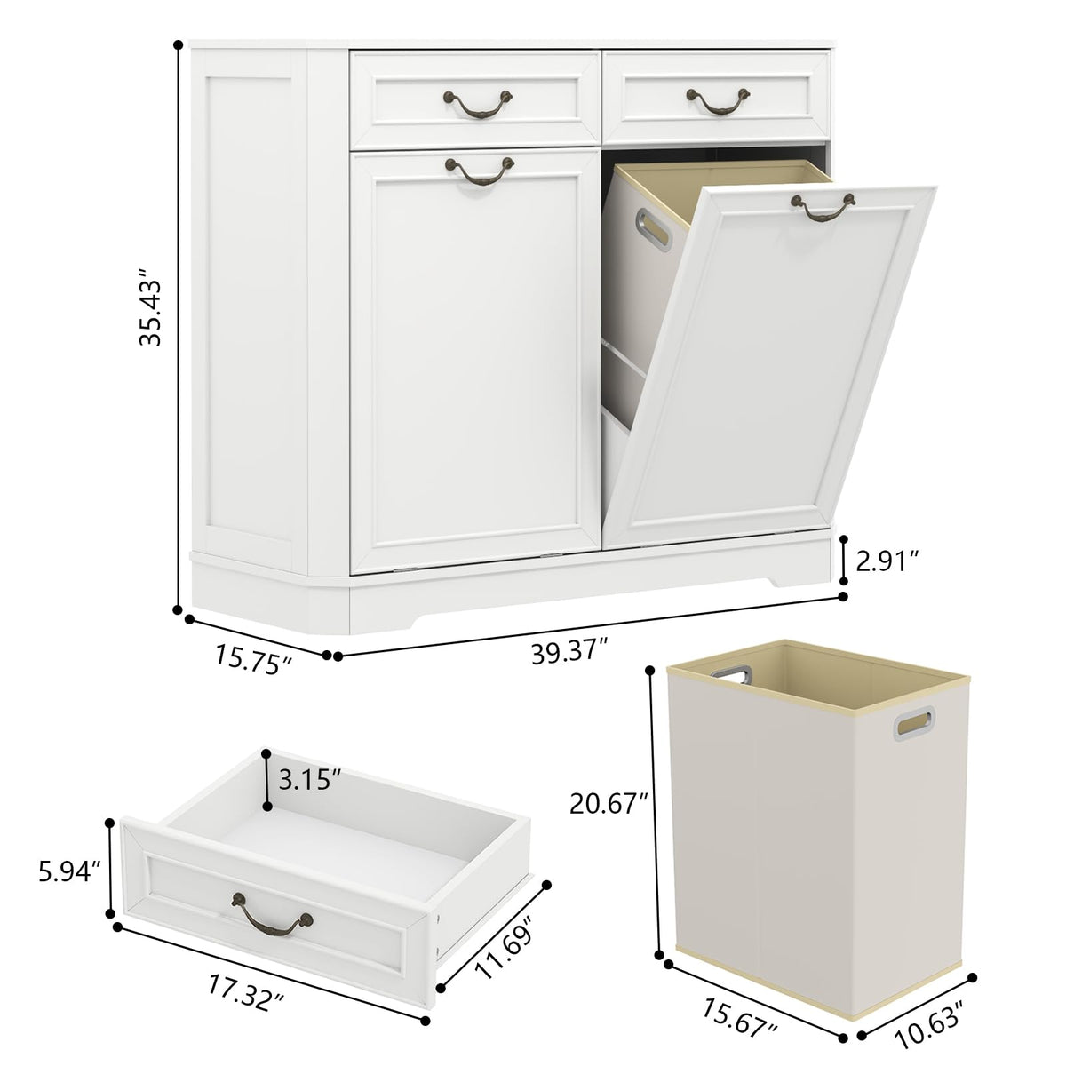 Double Tilt Out Laundry Hamper Cabinet F32511